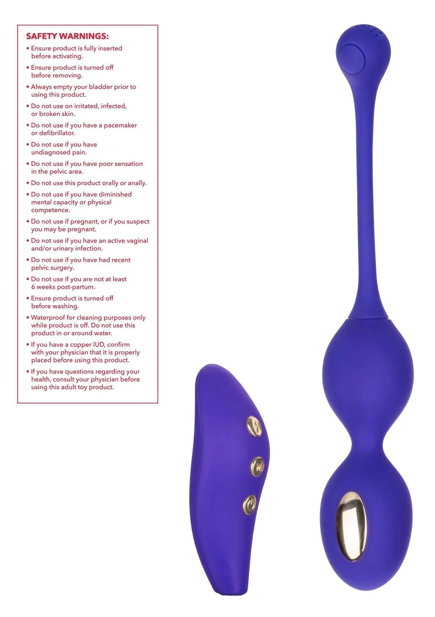 Вагінальні кульки CalExotics E-stim Dual Kegel Exerciser, 19,7 см (фіолетовий)