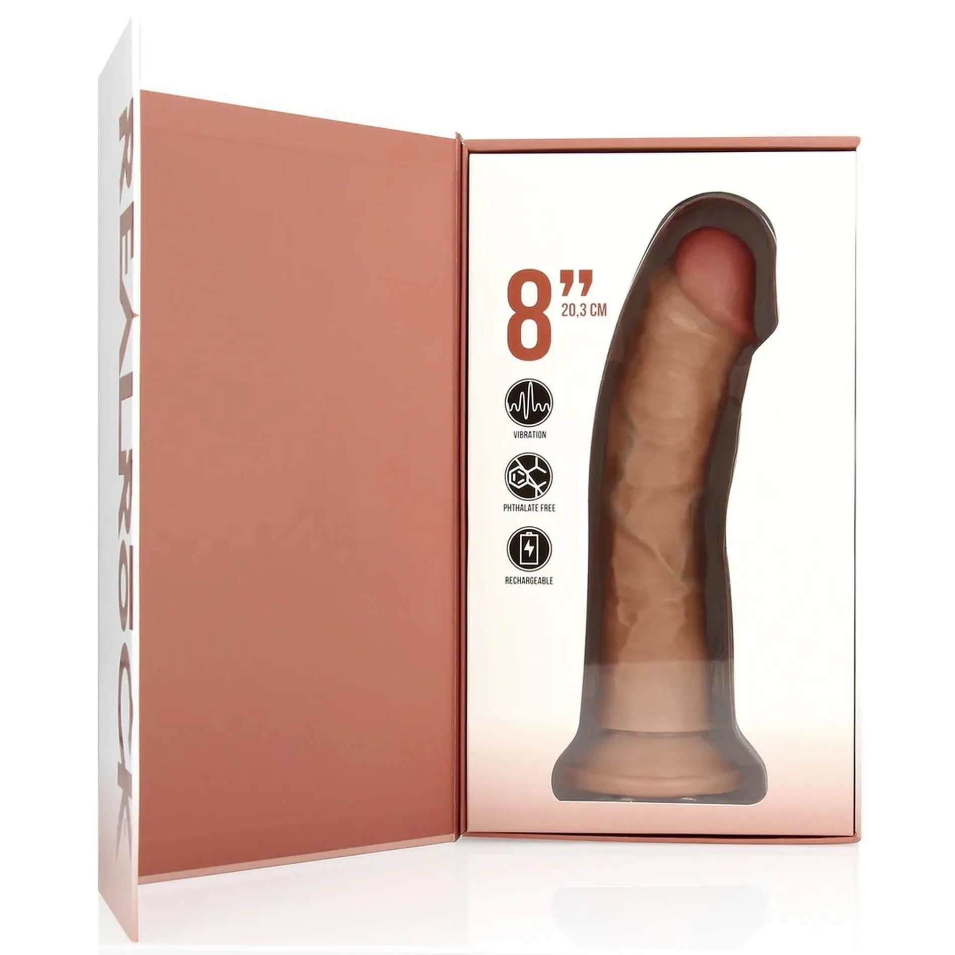 Вибратор RealRock Regular Curved Cock, 20.5 см (коричневый)