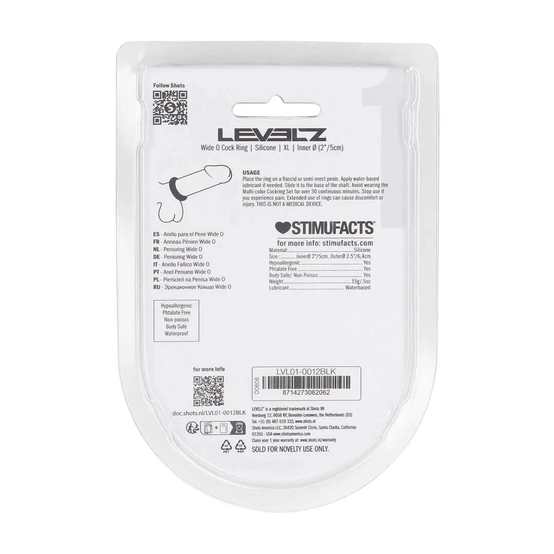 Эрекционное кольцо Levelz Wide O Silicone Cockring XL, 5 см
