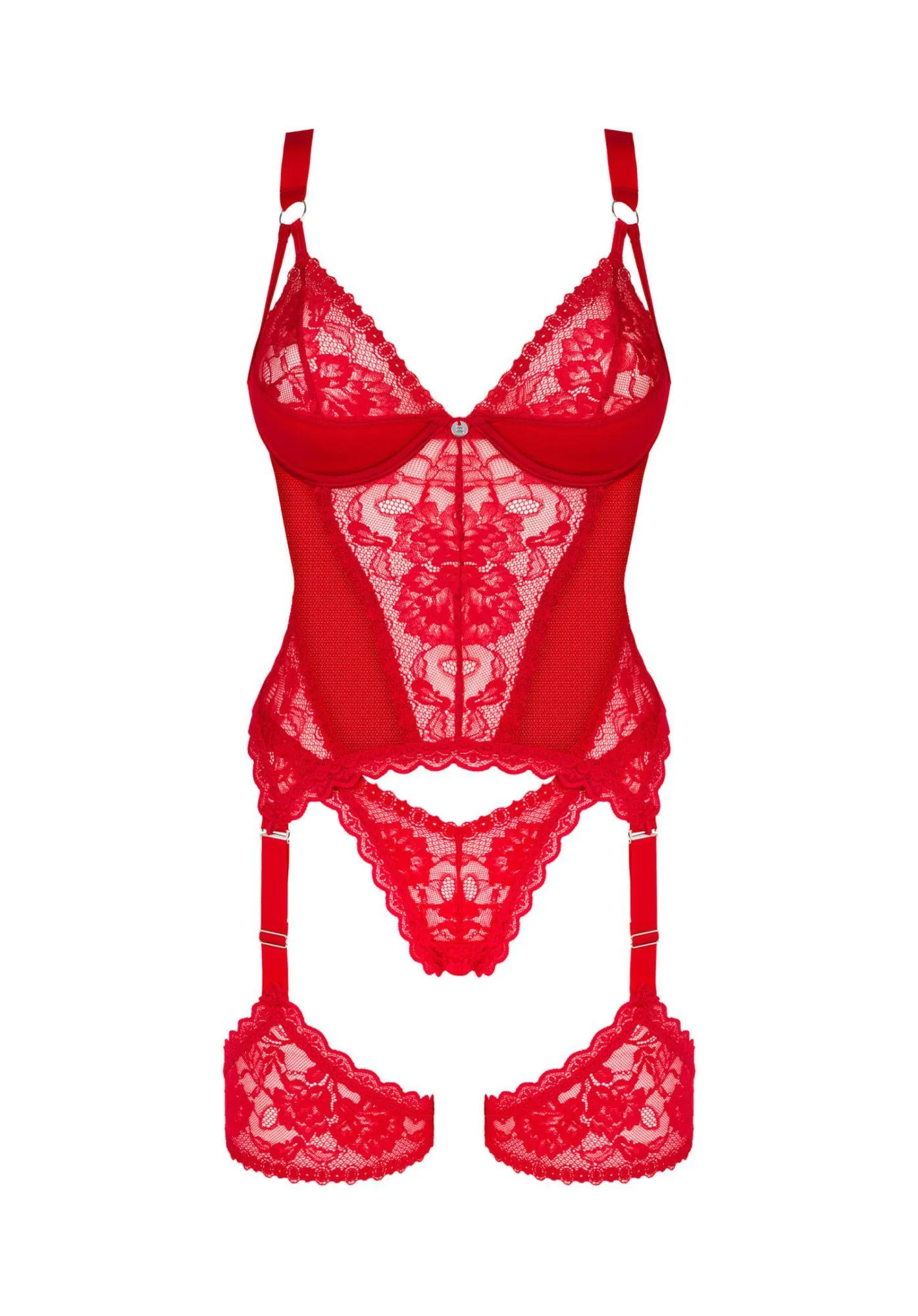 Корсет Obsessive Belovya, XL/2XL (красный)