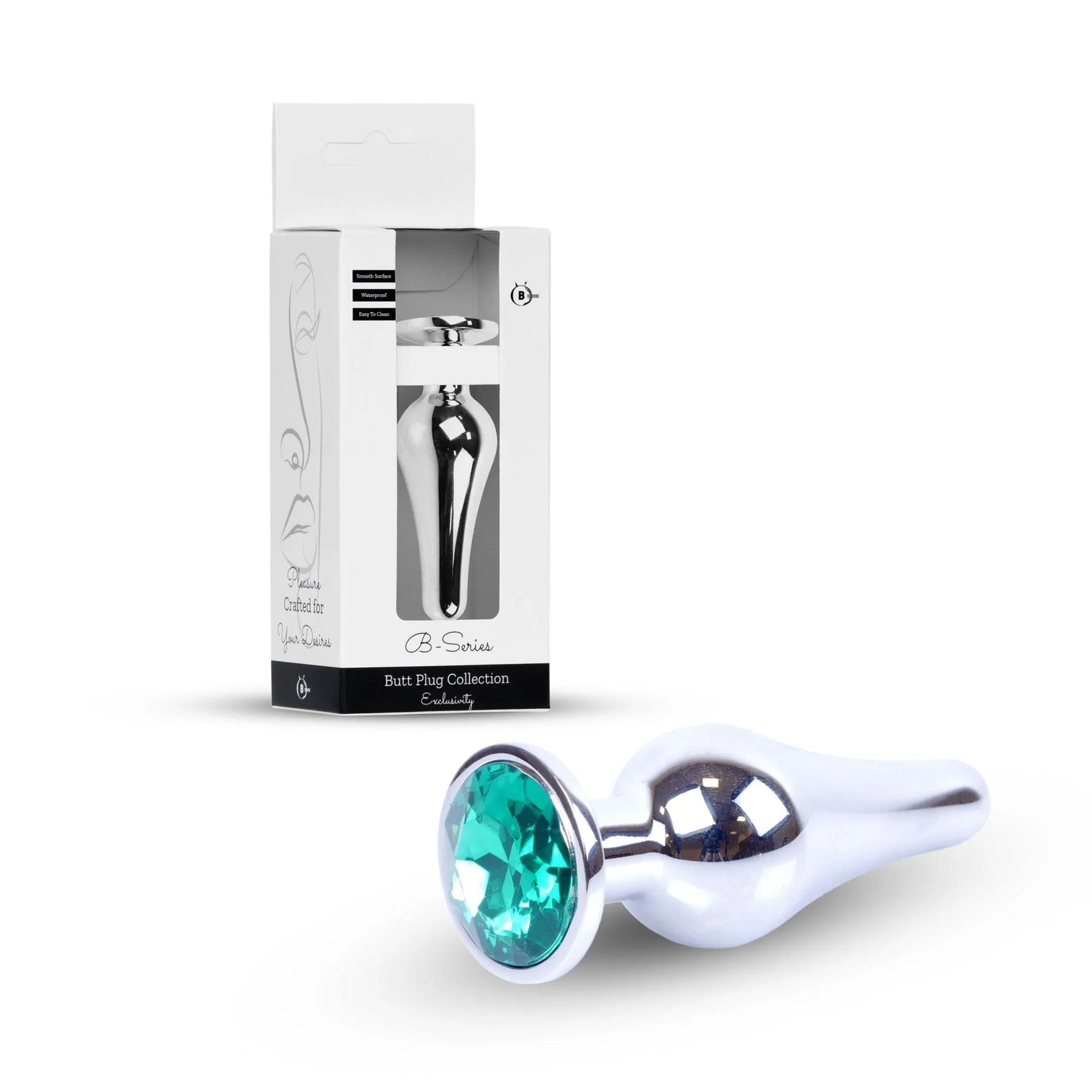Анальная пробка B-Series HeavyFun Jewellery Silver Plug, 9.5 см (зеленый)
