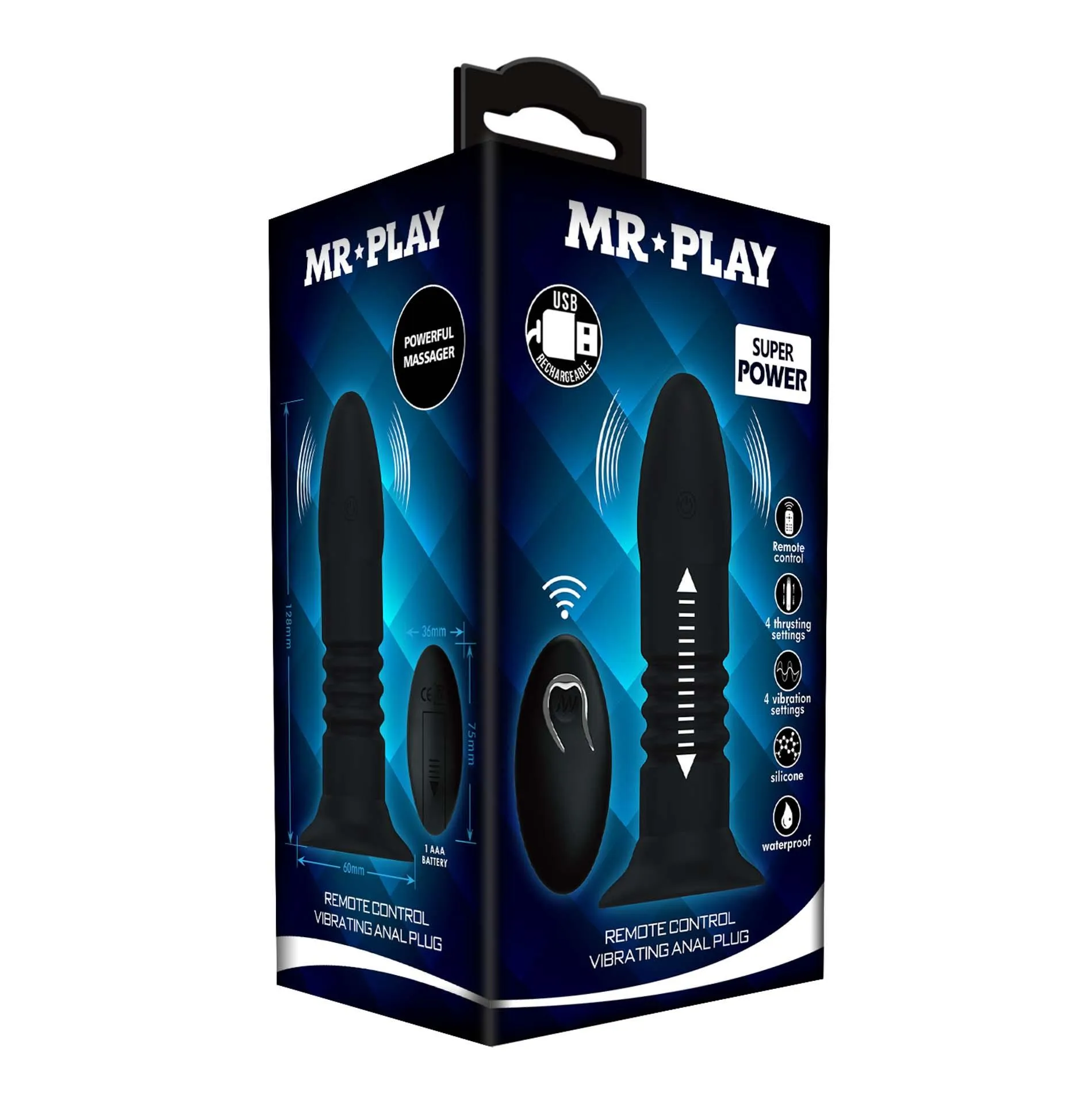 Анальная пробка Mr. Play Remote Control, 13.8 см (черный)