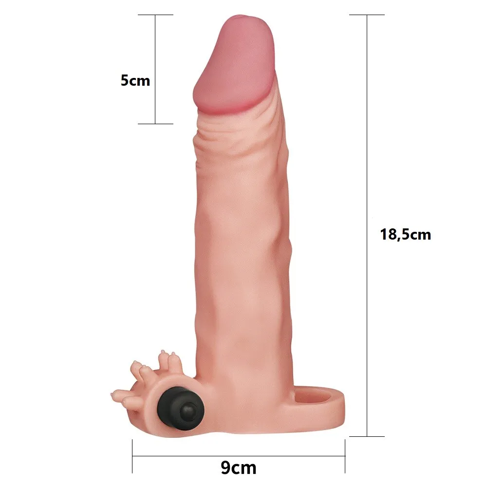 Насадка на пенис с вибрацией LoveToy Pleasure X-Tender, 18,5 см (телесный)