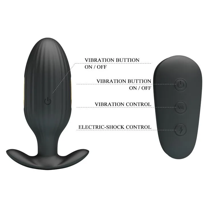 Анальная пробка Pretty Love Electric Shock Massager, 9,2 см (черный)