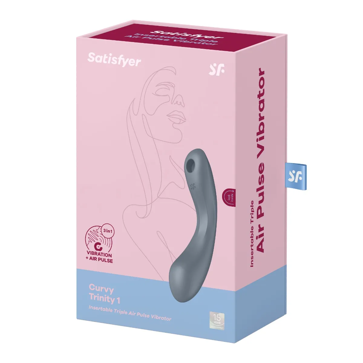 Вакуумний стимулятор клітора з вібрацією Satisfyer Curvy Trinity 1 (сірий)