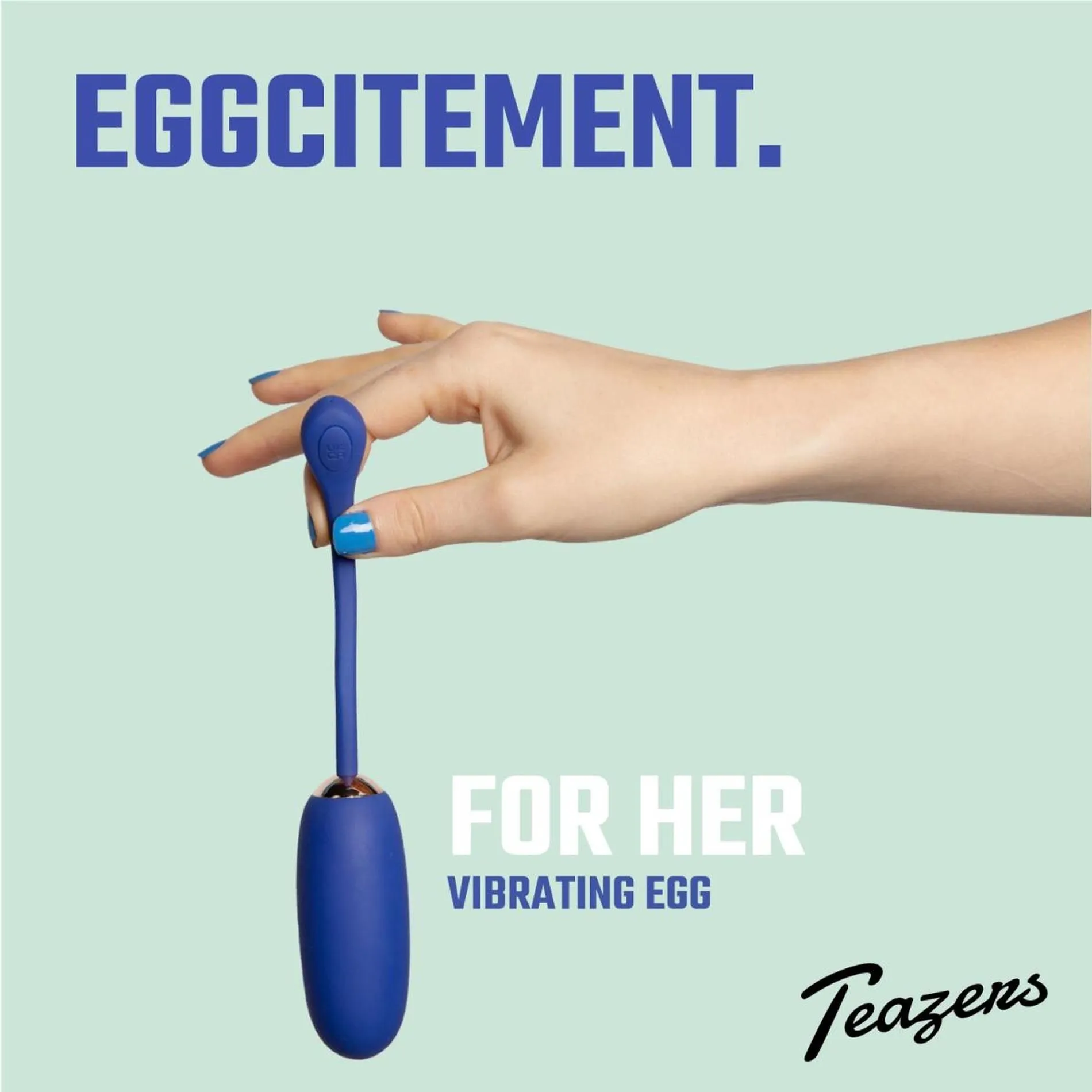 Віброяйце Teazers Egg with Remote, 18.5 см (синій)