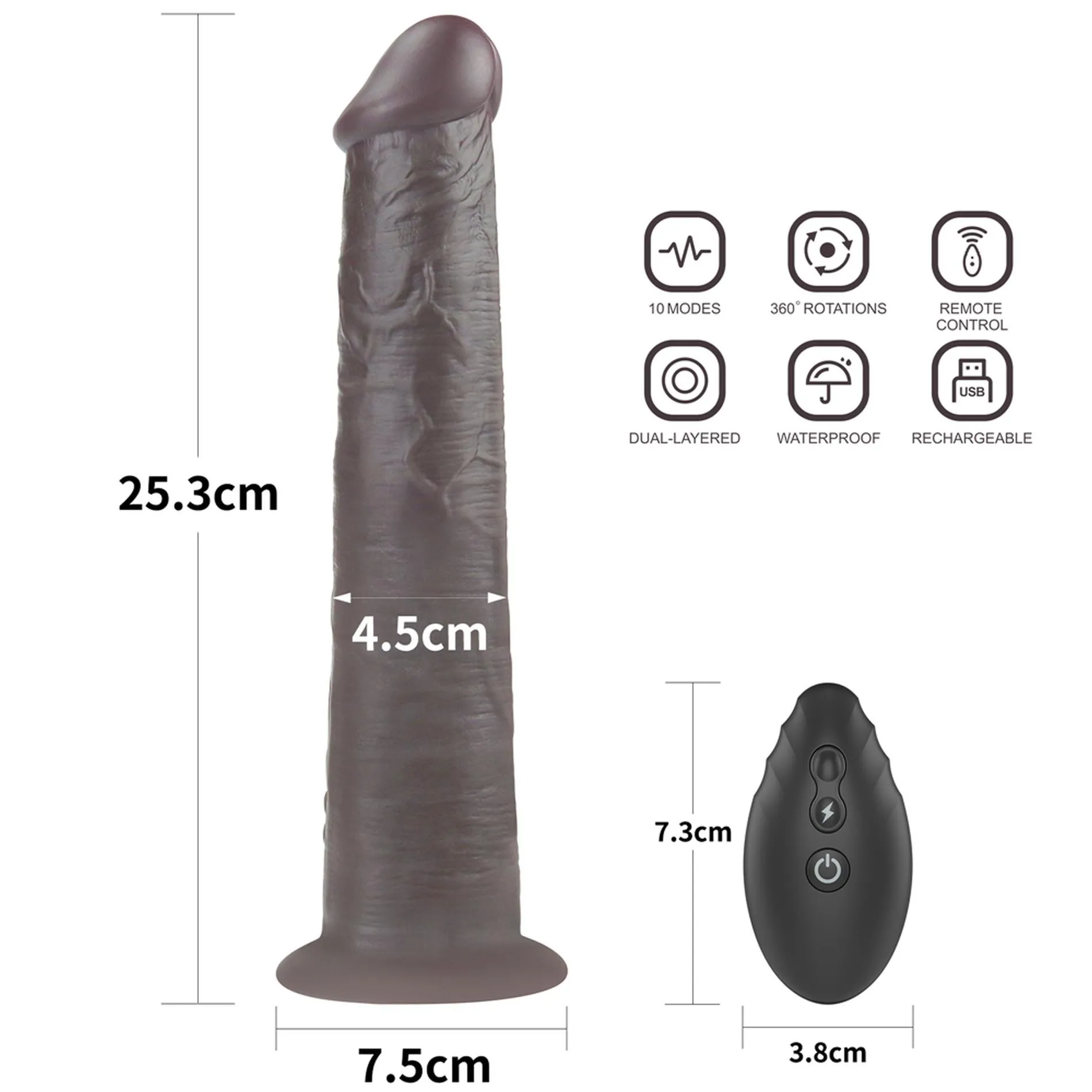 Вибратор Lovetoy Dual-Layered Silicone Nature Cock 10'', 25.3 см (черный)