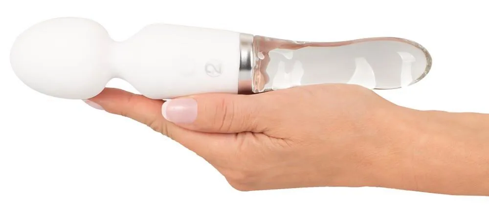 Liaison Glass Vibrator 1 - Dwustronny szklany wibrator, Biały, 21, 5 cm