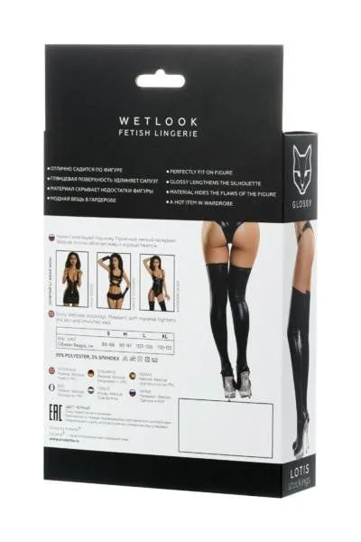 Панчохи Lotis Glossy Shiny Wetlook, M (чорний)