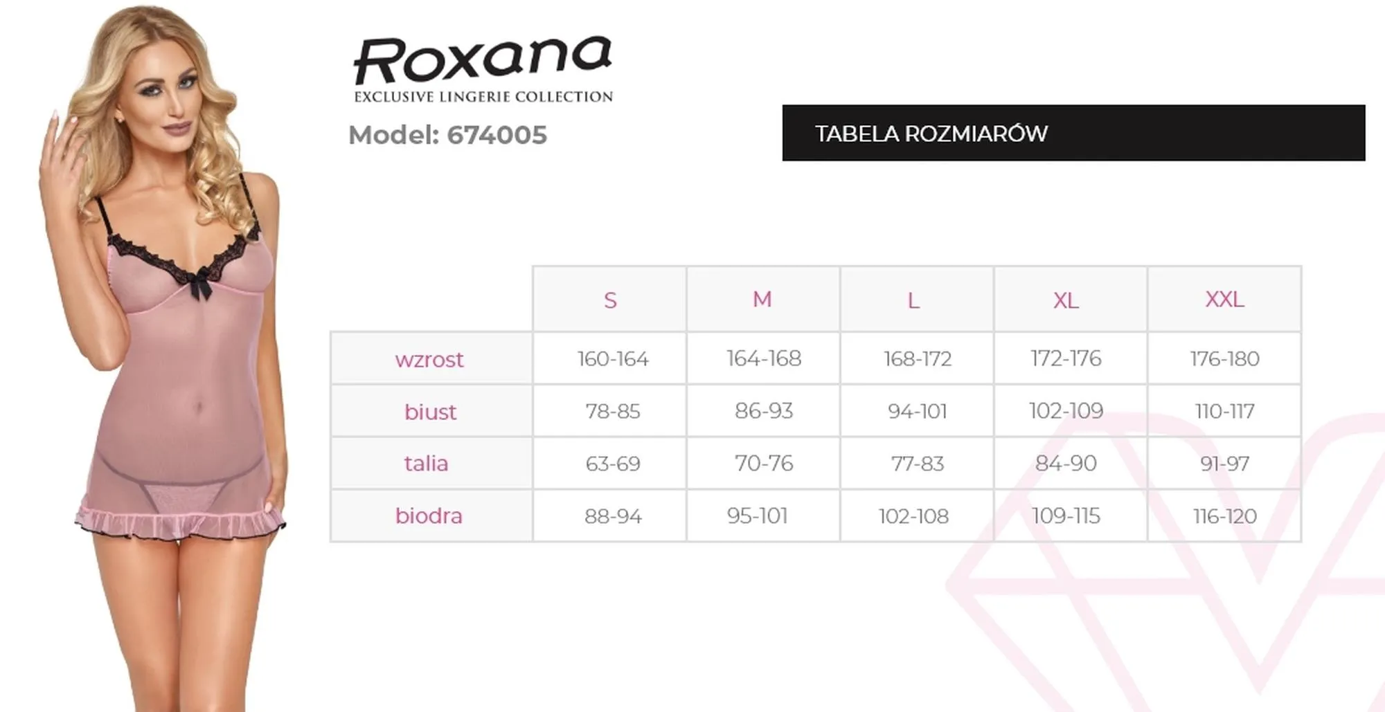 Сорочка та стрінги Roxana 6740, M (рожевий)