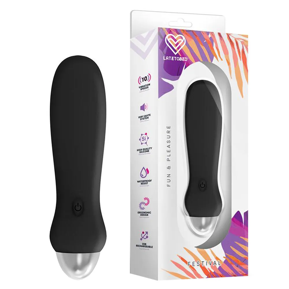FESTIVAL Luxo Black - Wibrator, Czarny, 12 cm
