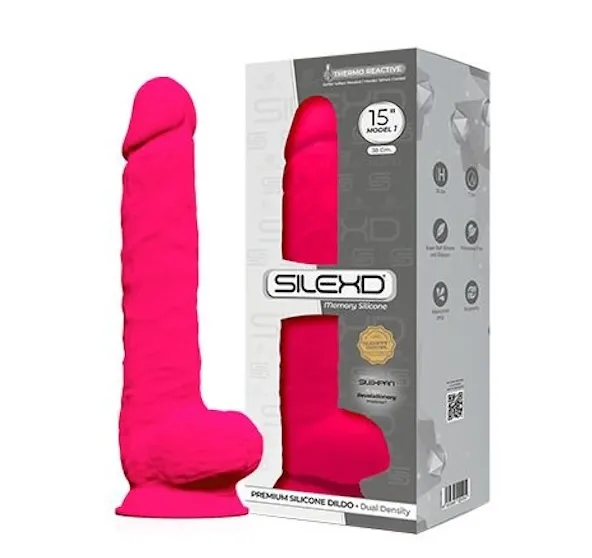 Silexd Premium Silicone Dildo Model 1 Size 15 - Dildo, Różowy, 38 cm