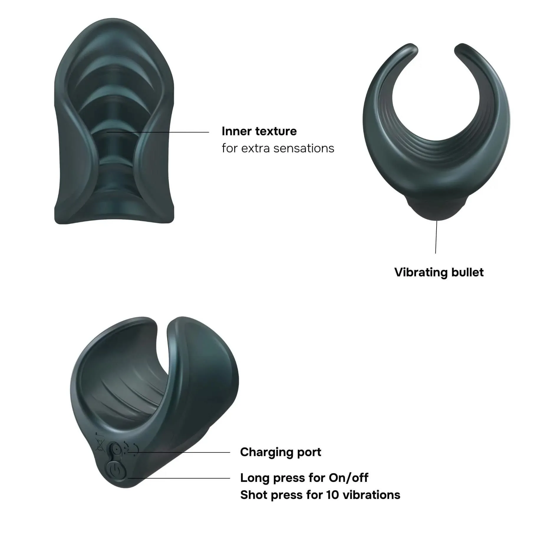 Dorcel Starter - Masturbator z wibracją, Szary, 8.5 cm