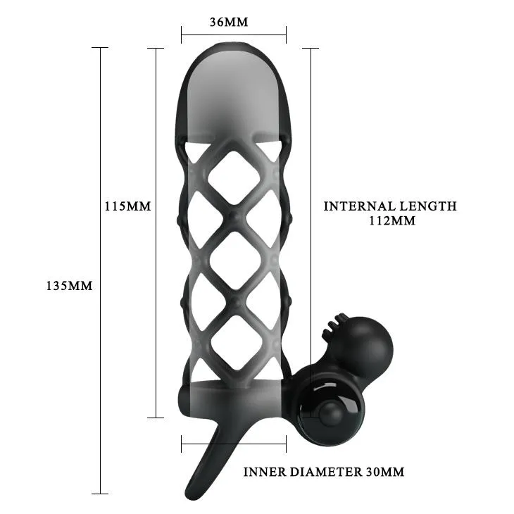 Насадка на пенис Pretty Love Vibro Penis Sleeve I, 13.5 см (черный)