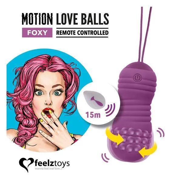Вагинальные шарики с вибрацией FeelzToys Motion Love Balls Foxy, 8 см (фиолетовый)