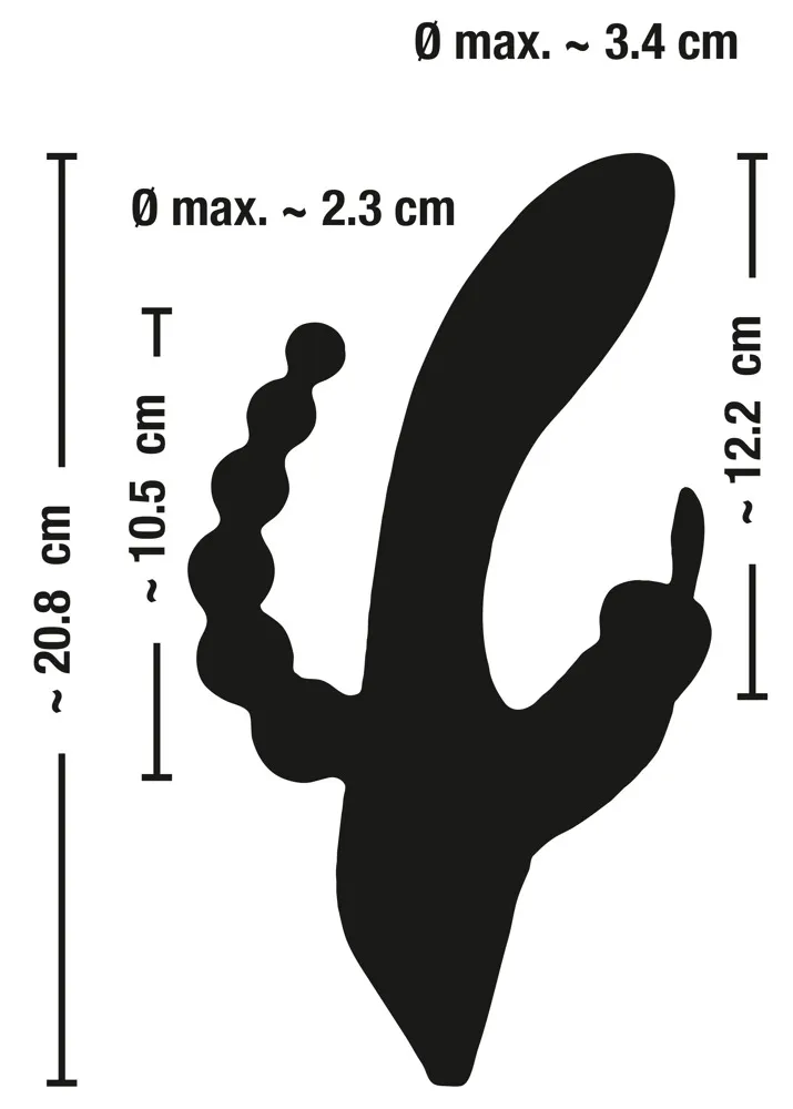 Sweet Smile Smile Triple G-Spot - Wibrator, Czarny, 20, 8 cm