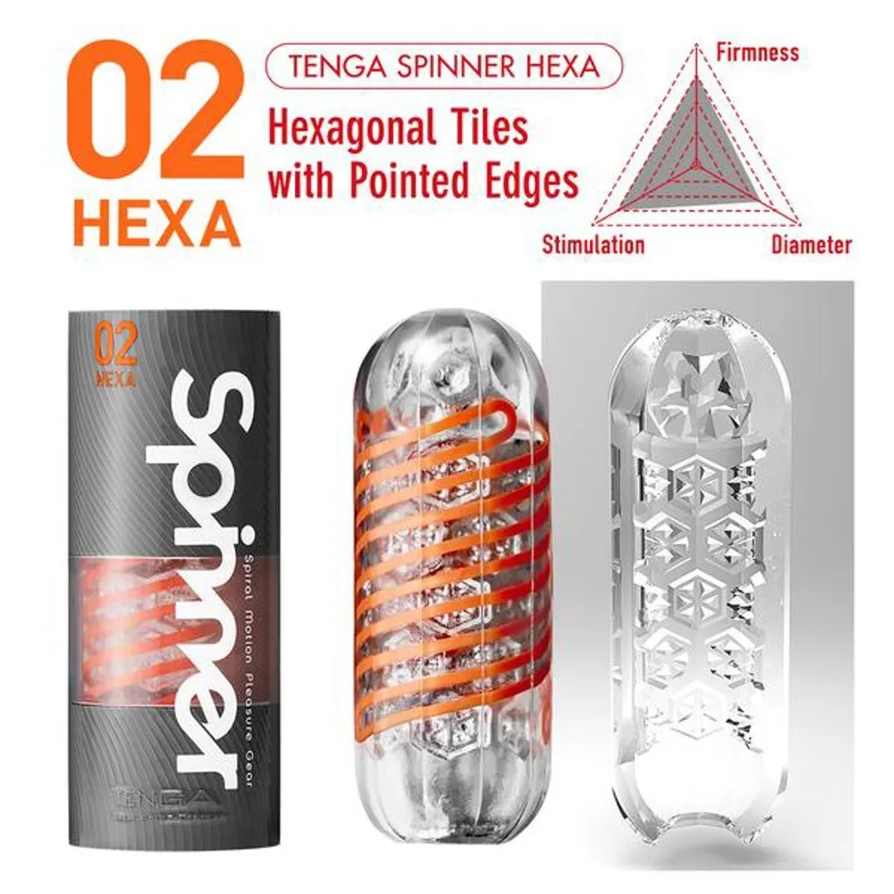 Tenga Spinner Hexa - Masturbator, Pomarańczowy, 17 cm