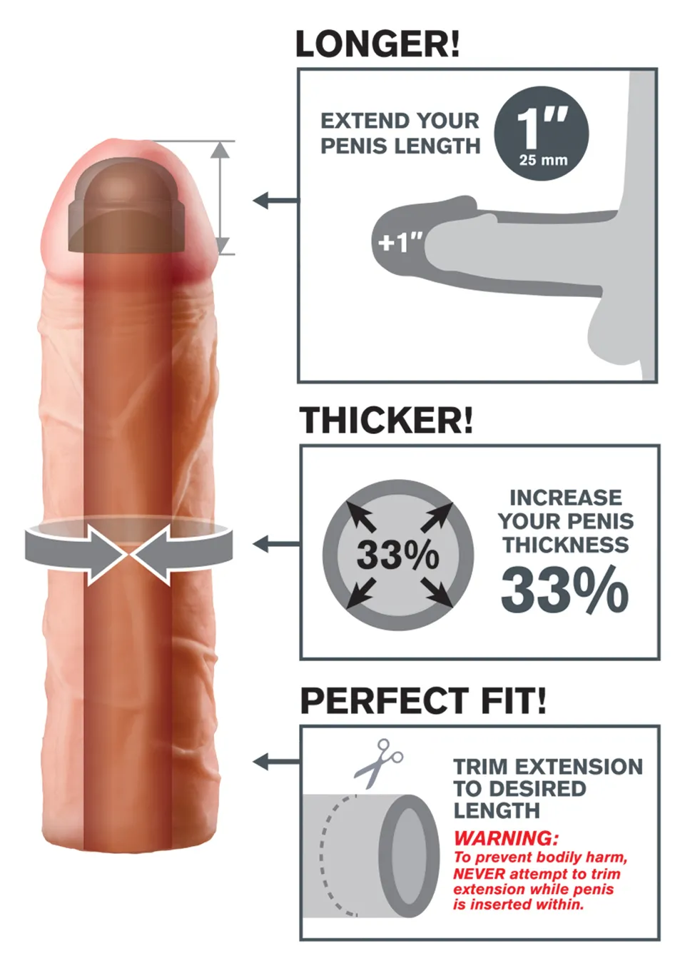 Насадка для пениса Perfect Extension Flesh, 17,5 см (телесный)
