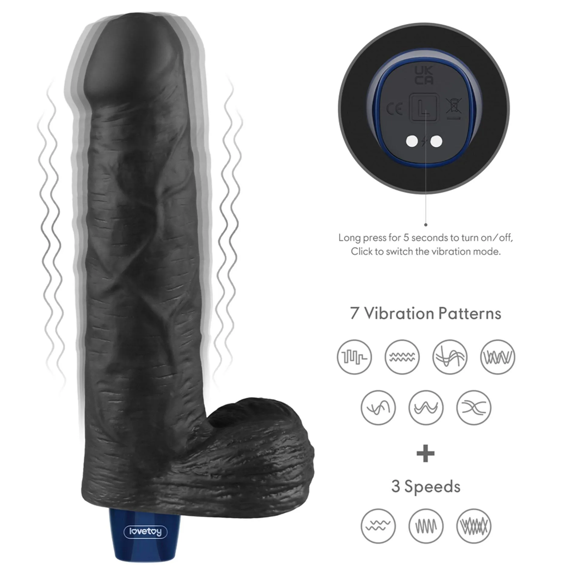 Вибратор Lovetoy Real Softee 9", 23 см (черный)
