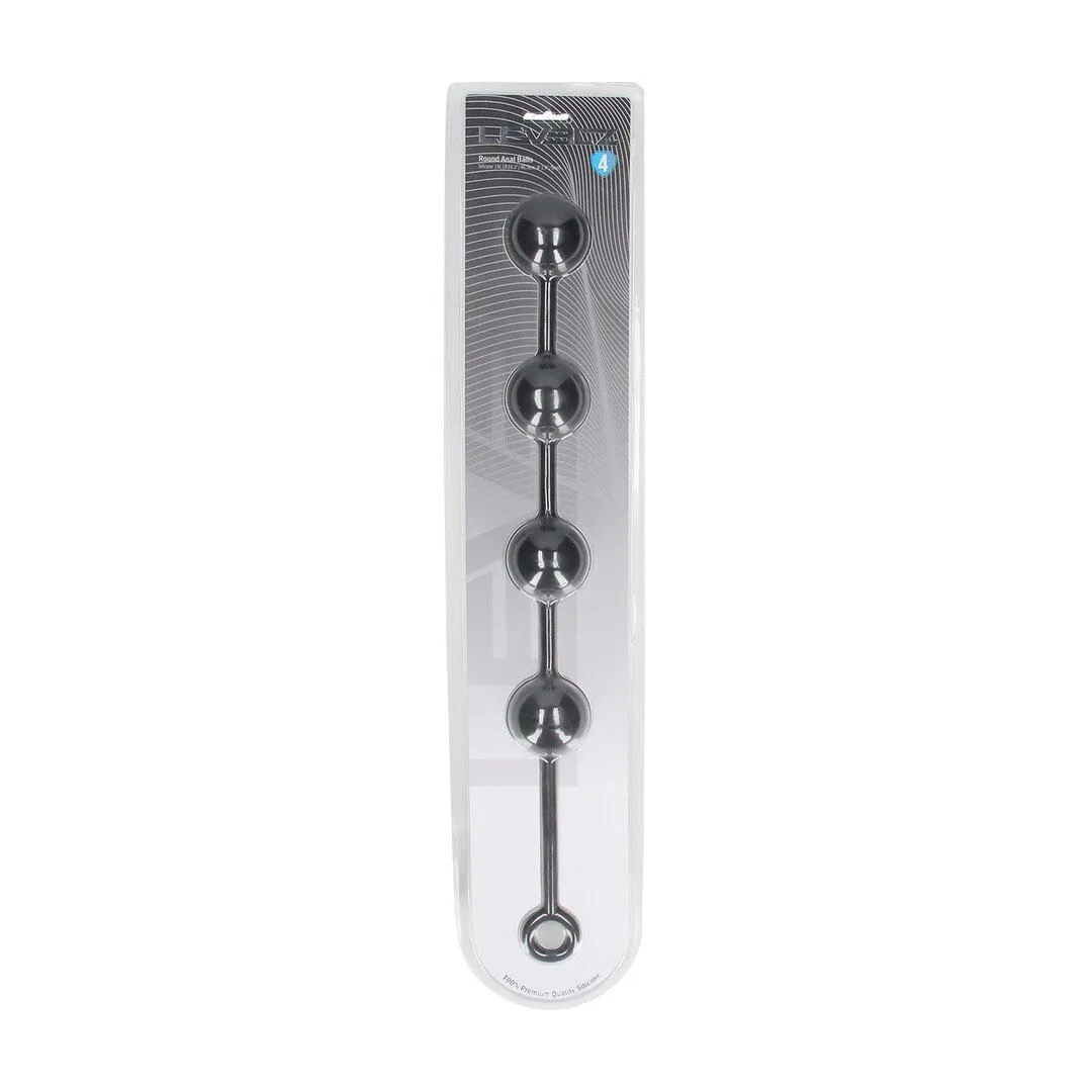Shots Round Silicone Anal Balls - Łańcuszek analny, Czarny, 46.5 cm