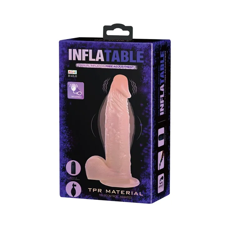 BAILE Inflatable Dong Vibration - Pompowany wibrator, W kolorze cielistym, 19 cm