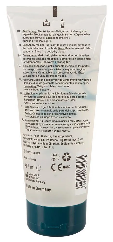 Just Glide Premium - Lubrykant na bazie wody, Bez smaku, 200 ml