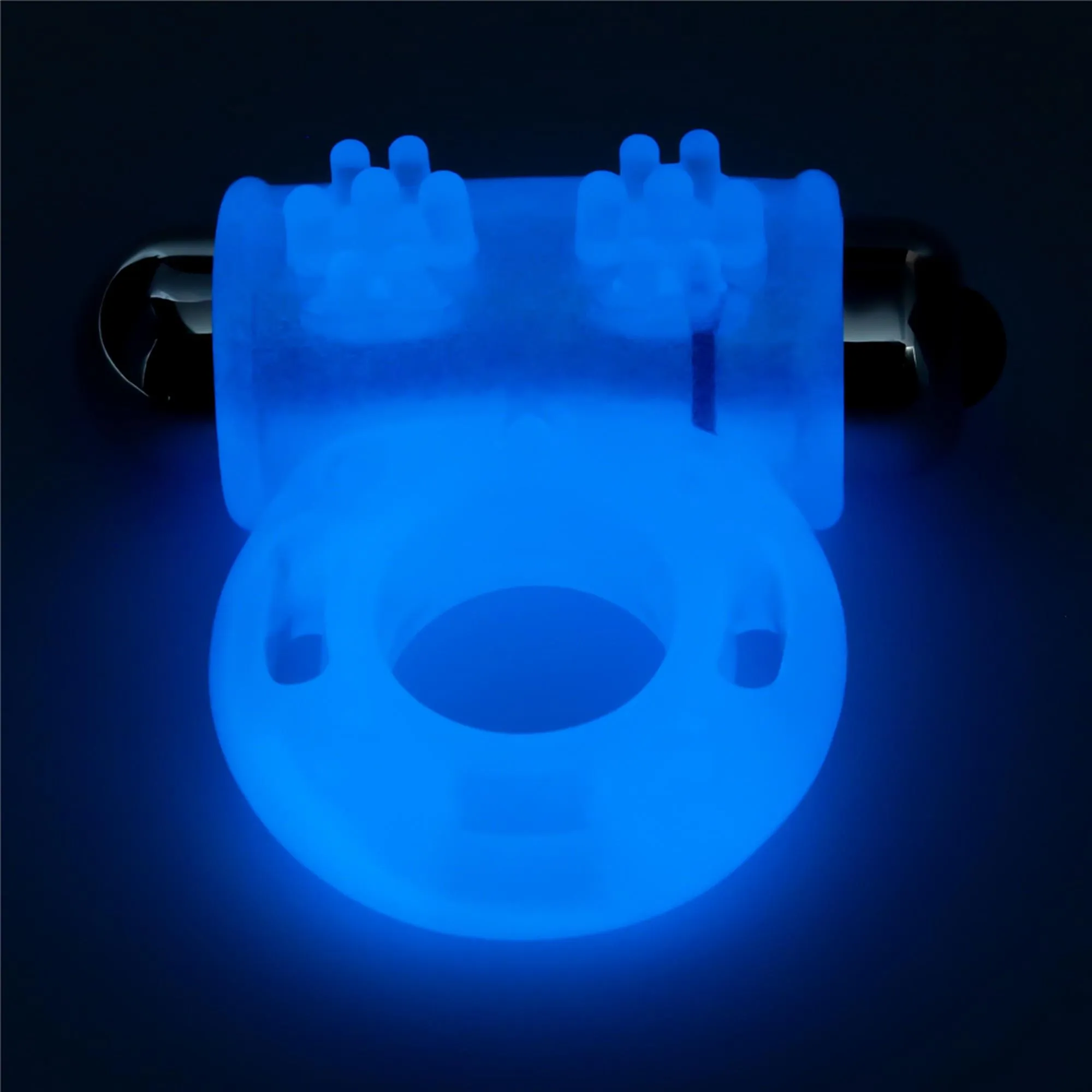 Lovetoy Lumino Play - Neonowy pierścień erekcyjny z wibracją, Niebieski