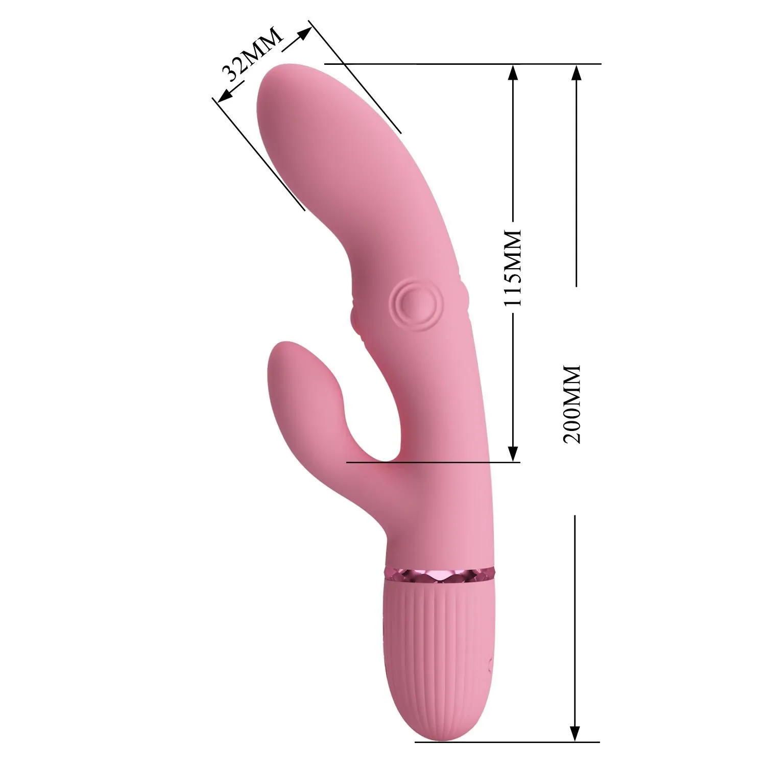 Pretty Love Zach Four Sided Thumping - Wibrator królik, Jasnoróżowy, 20 cm