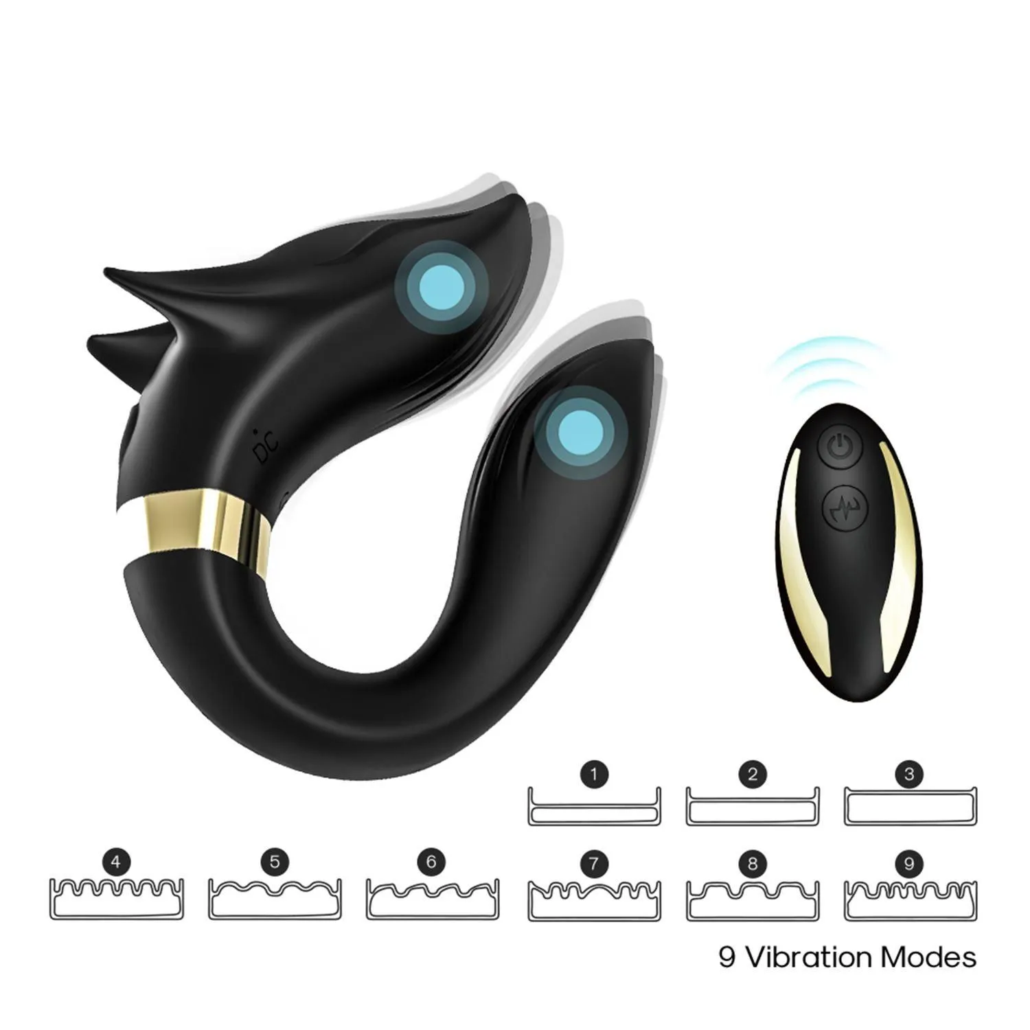 B - Series Joy Fox - Wibrator dla par, Czarny, 9.2 cm