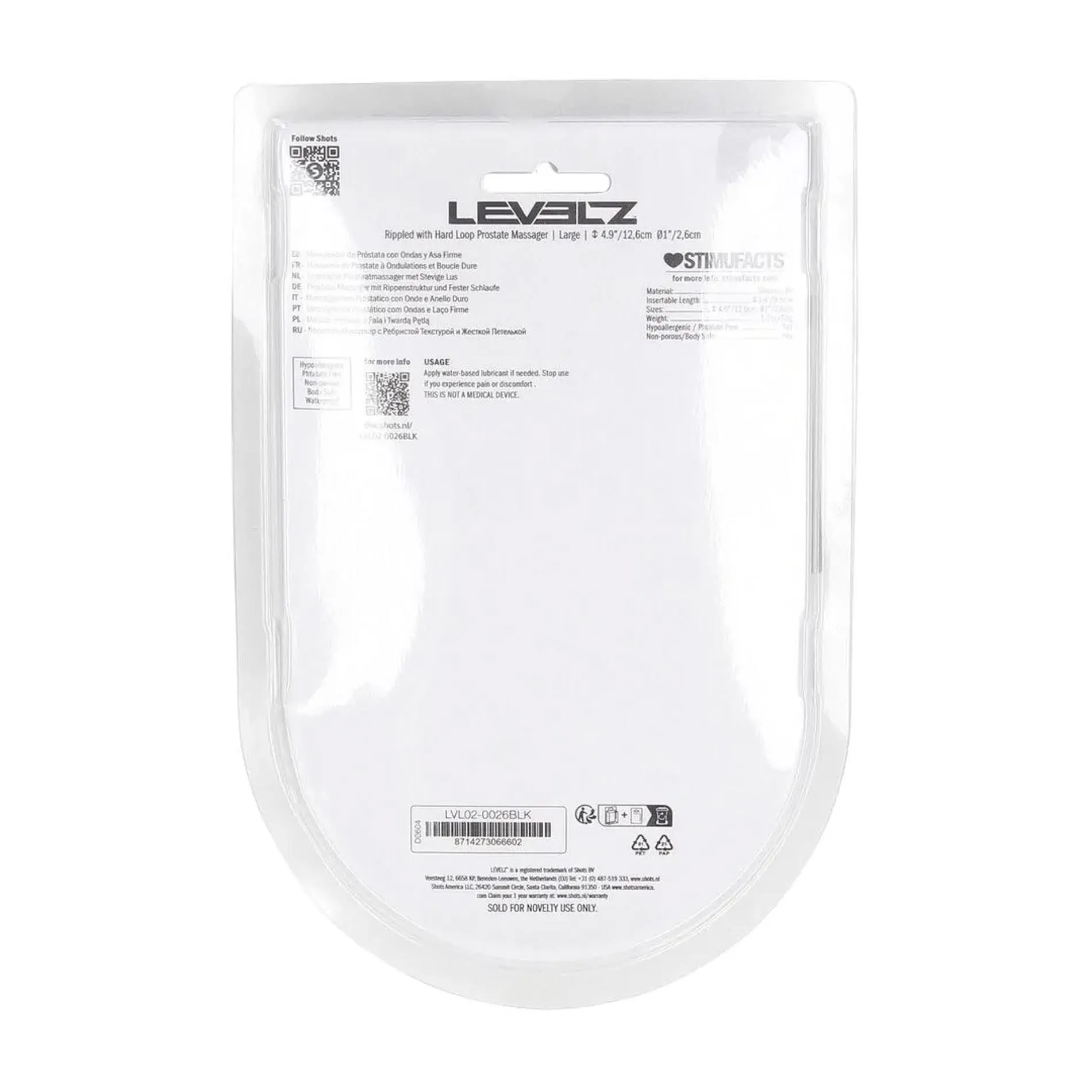 Стимулятор простати Levelz Rippled with Hard Loop L, 12.4 см (чорний)