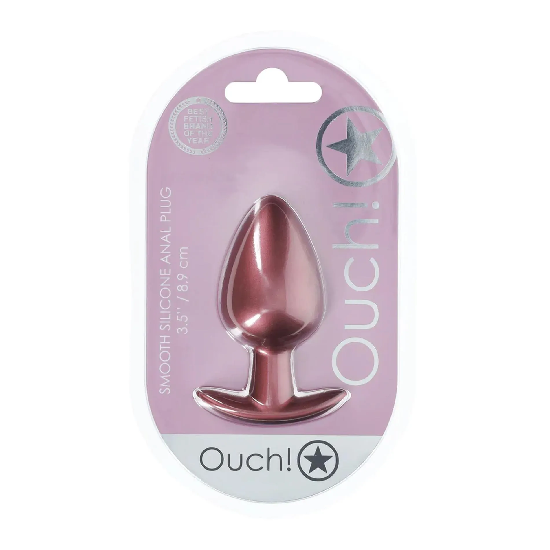 Анальная пробка Ouch! Smooth Anal Plug Metallic L, 8.9 см (розовое золото)