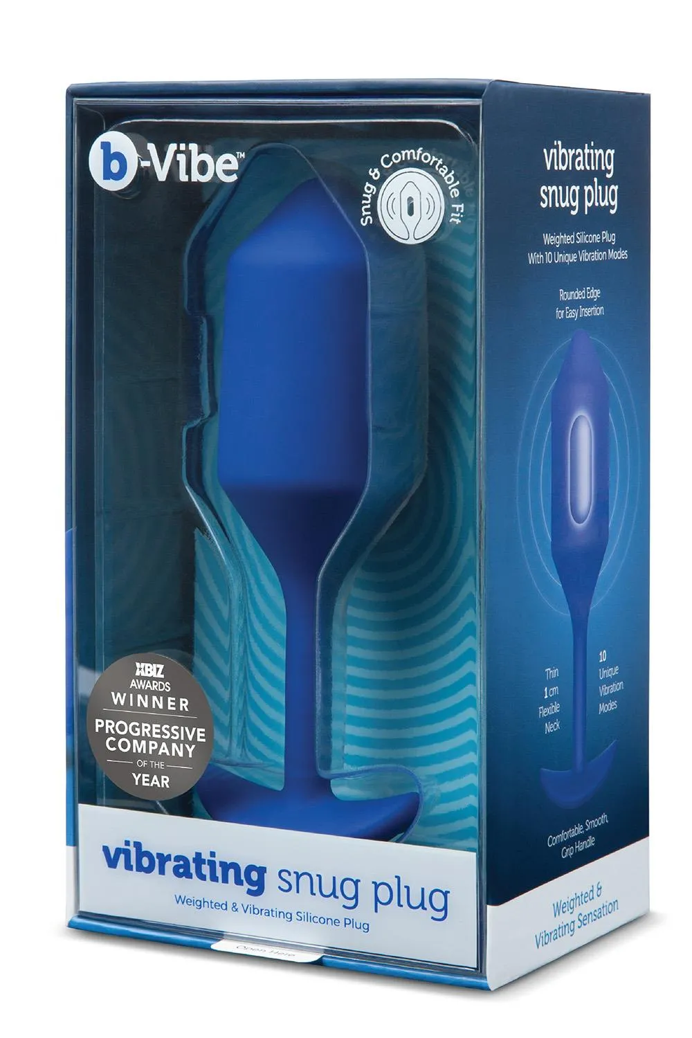 Анальная пробка с вибрацией B-Vibe Vibrating Snug Plug 4, 15 см (синий)