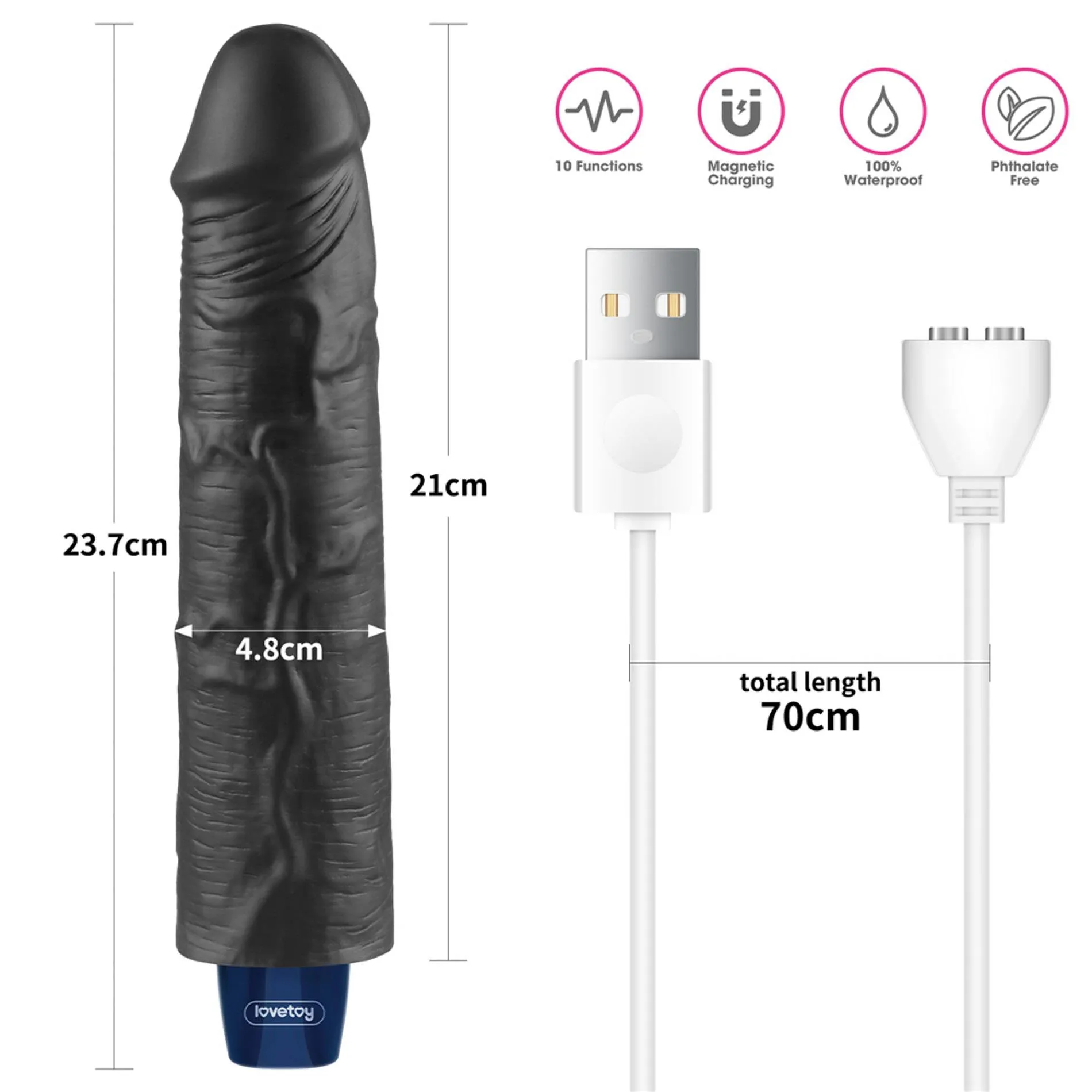 Вібратор Lovetoy Real Softee 9.5", 24 см (чорний)