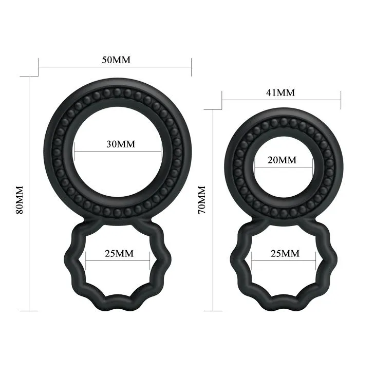 Ерекційне кільце Baile Cock Rings, набір 2 шт (чорний)