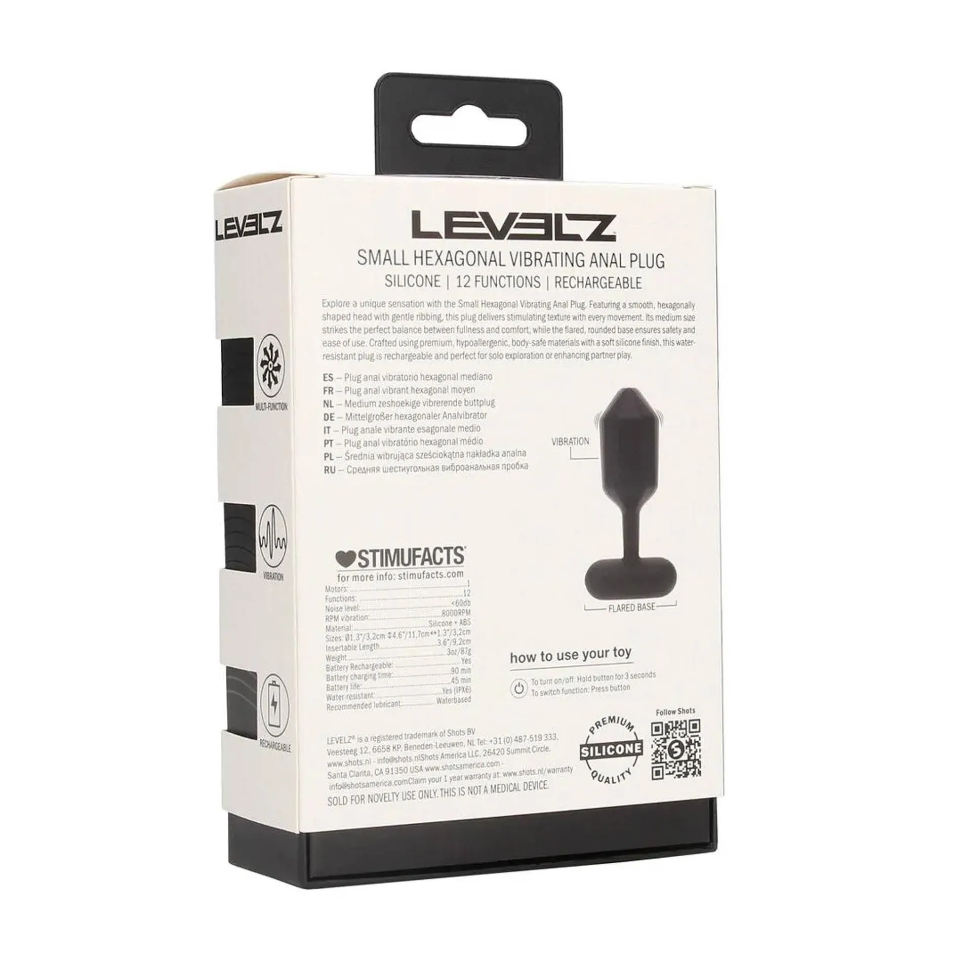 Анальна пробка Levelz Hexagonal Anal Plug S, 11.7 см (чорний)