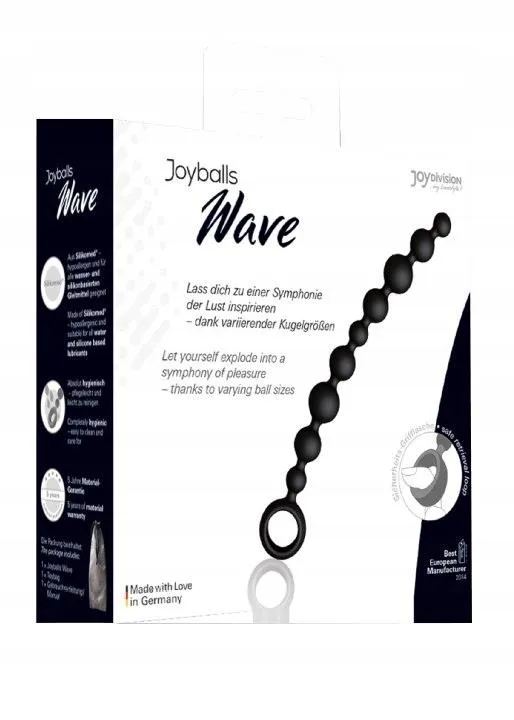 JoyDivision Joyballs Anal Wave Long - Łańcuszek analny, Czarny, 29.8 cm