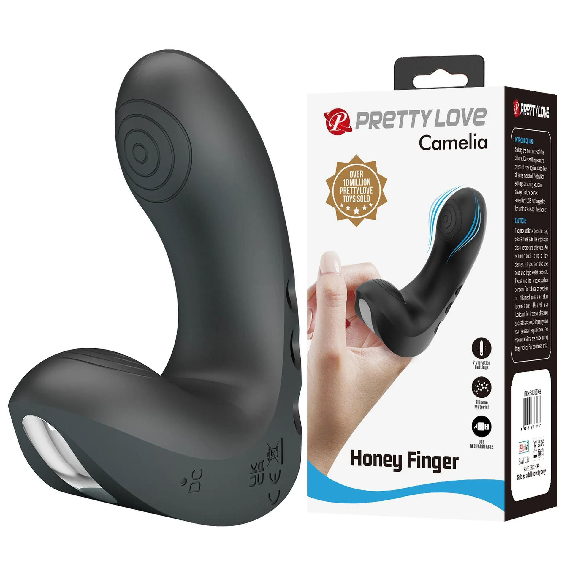 Вібратор Pretty Love Camelia Honey Finger, 9.6 см (чорний)