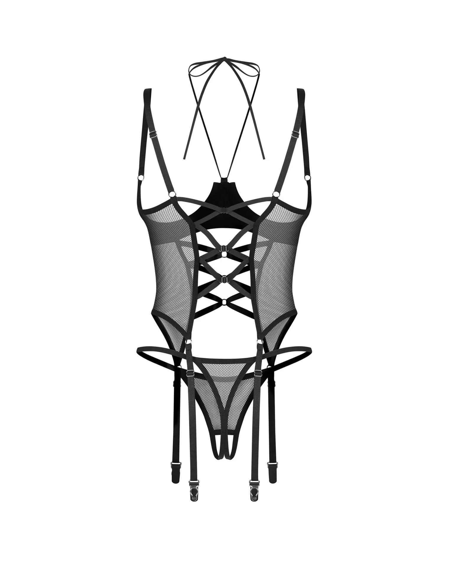 Корсет Obsessive Dominna otwarte, L/XL (черный)