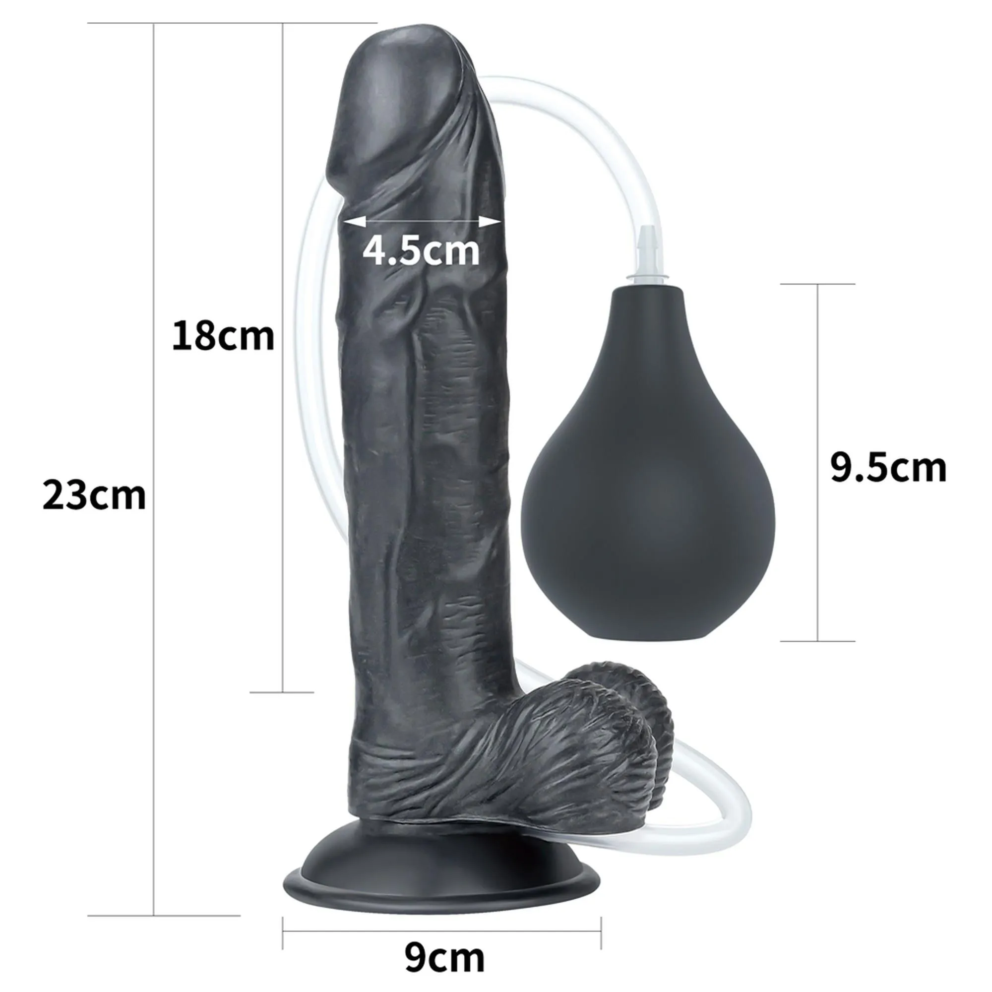 Lovetoy Squirt Extreme 9 - Dildo, Czarny, 23 cm