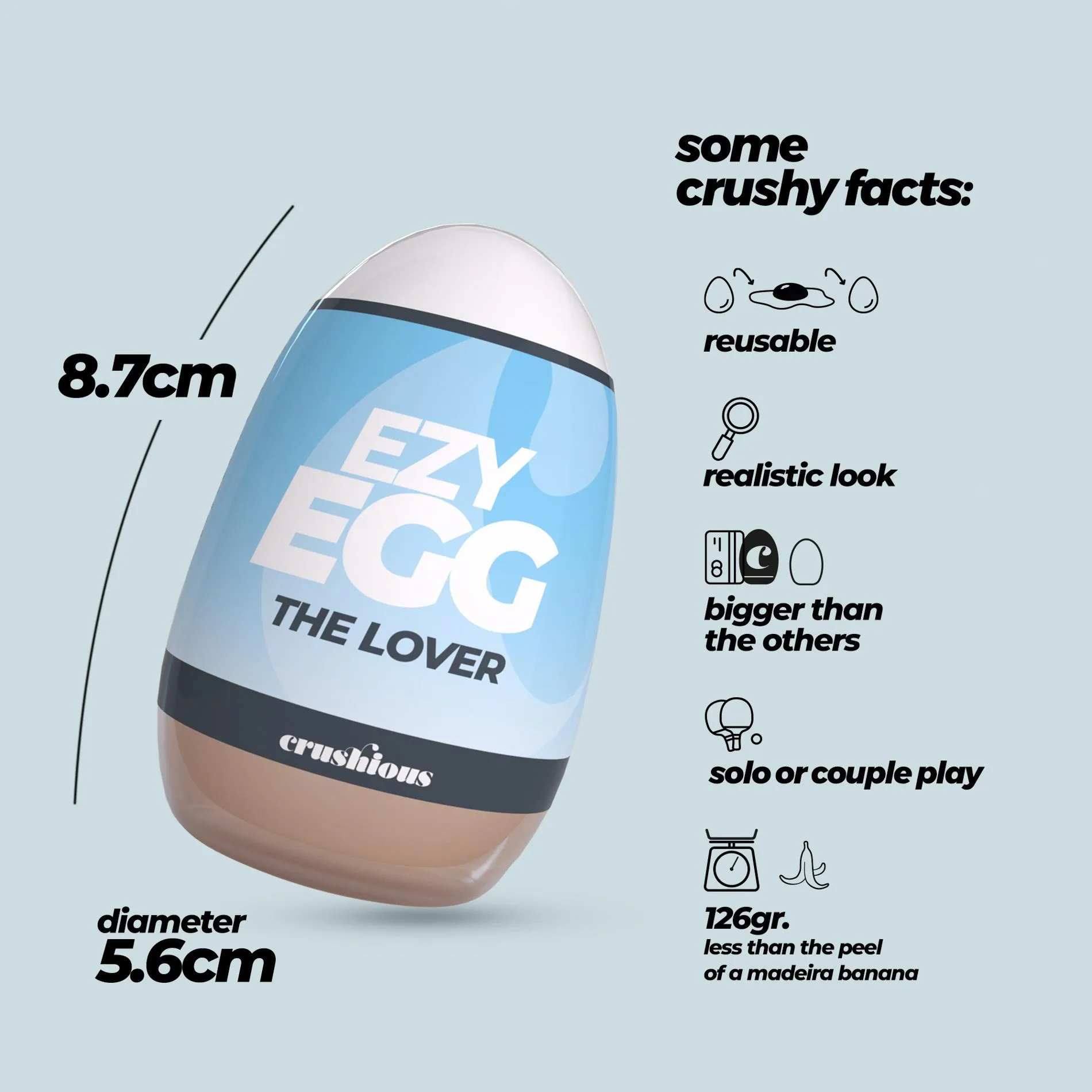 Crushious Ezy Egg The Lover - Masturbator jajko, W kolorze cielistym, 8.7 cm
