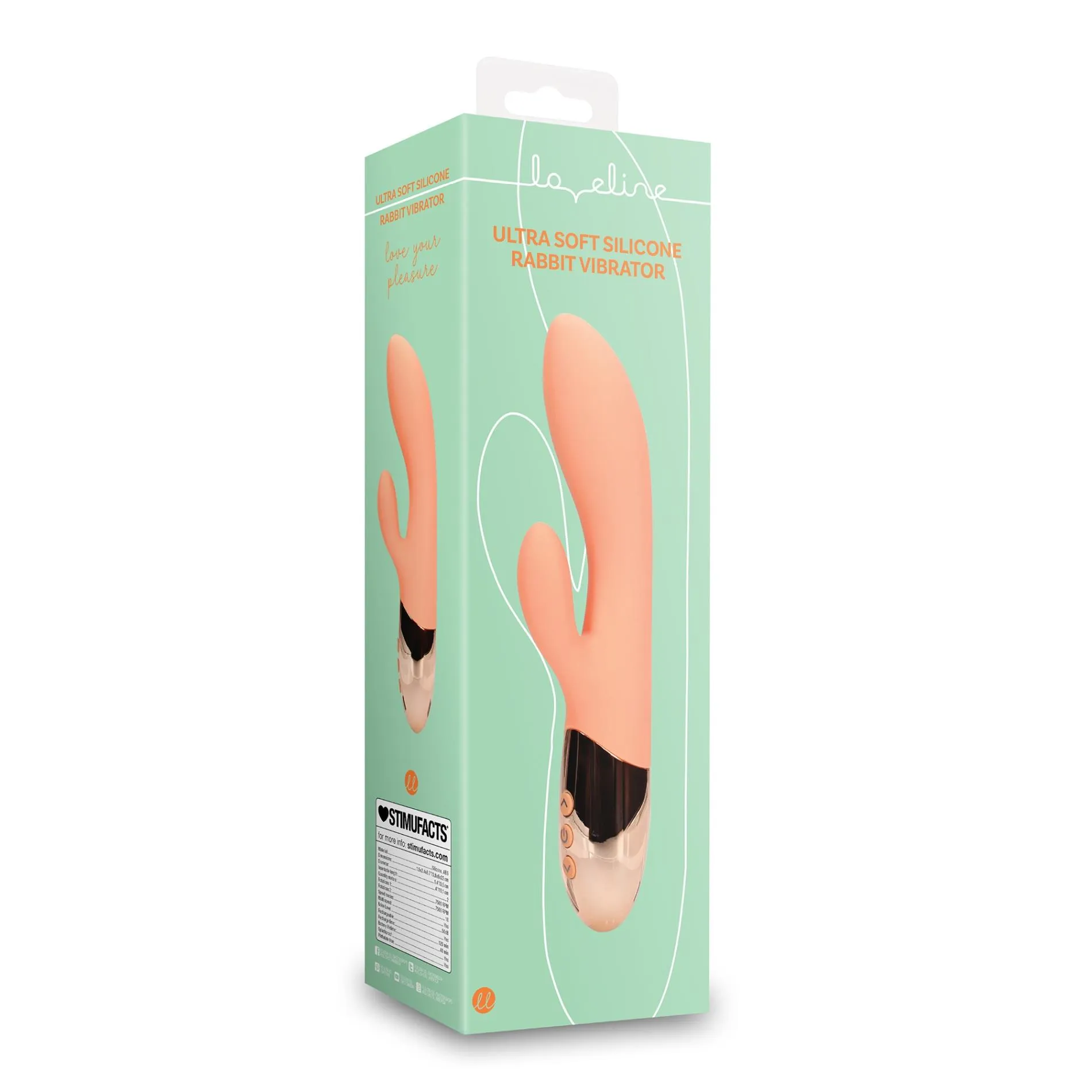Loveline Ultra Soft Silicone - Wibrator królik, Pomarańczowy, 22 cm