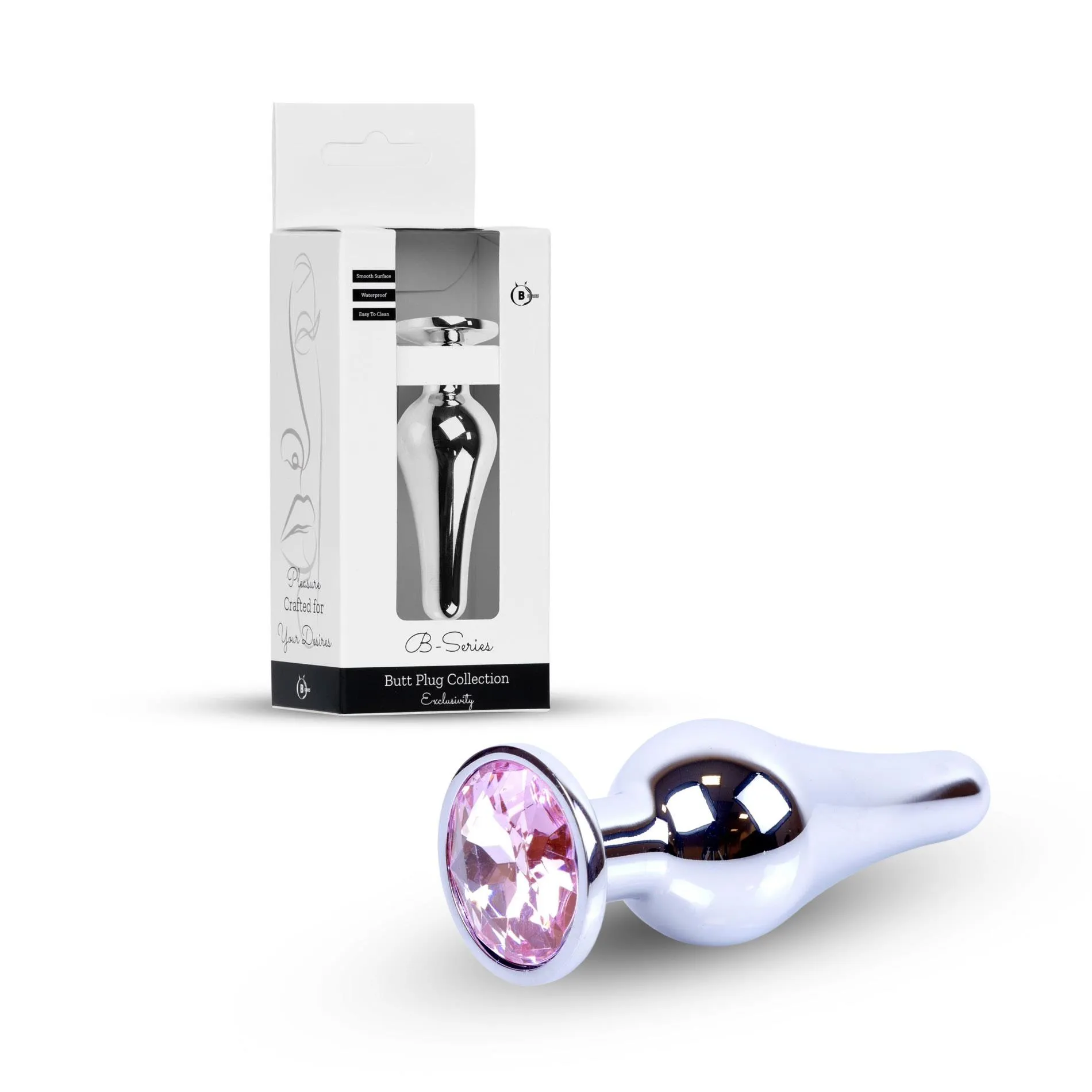 Анальная пробка B-Series HeavyFun Jewellery Silver Plug, 9.5 см (светло-розовый)