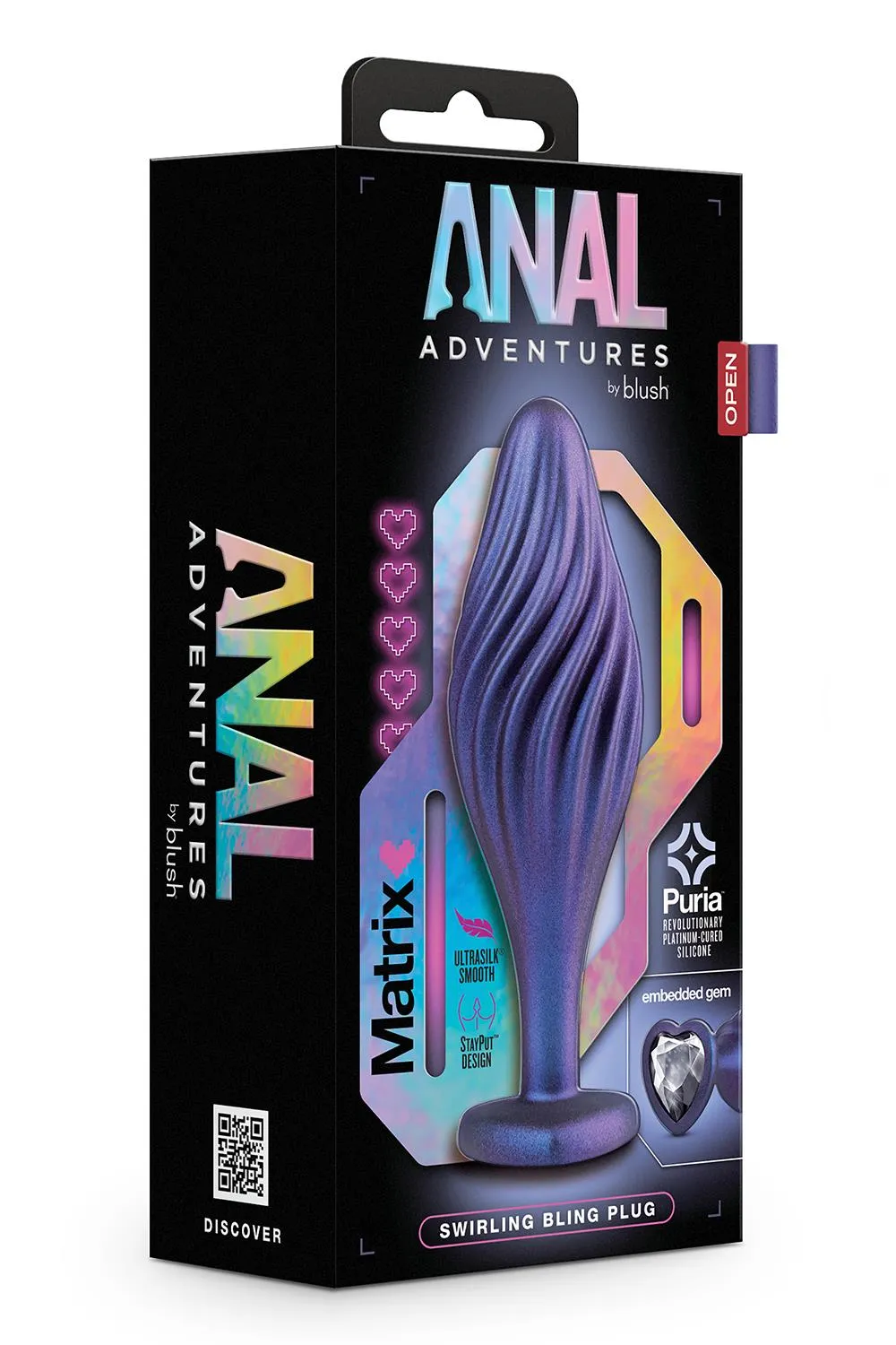 Анальная пробка Anal Adventures Matrix Swirling Bling Plug, 11.4 см (фиолетовый)