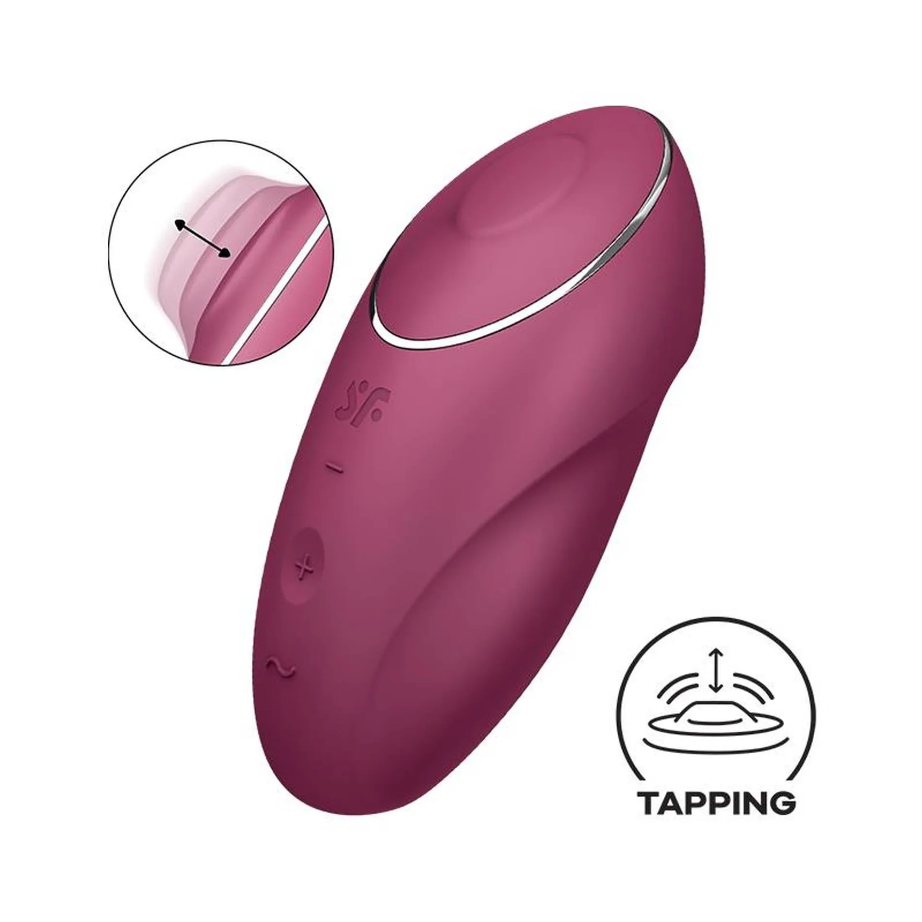 Satisfyer Tap & Climax 1 - Wibrator łechtaczkowy, Bordоwy, 11 cm