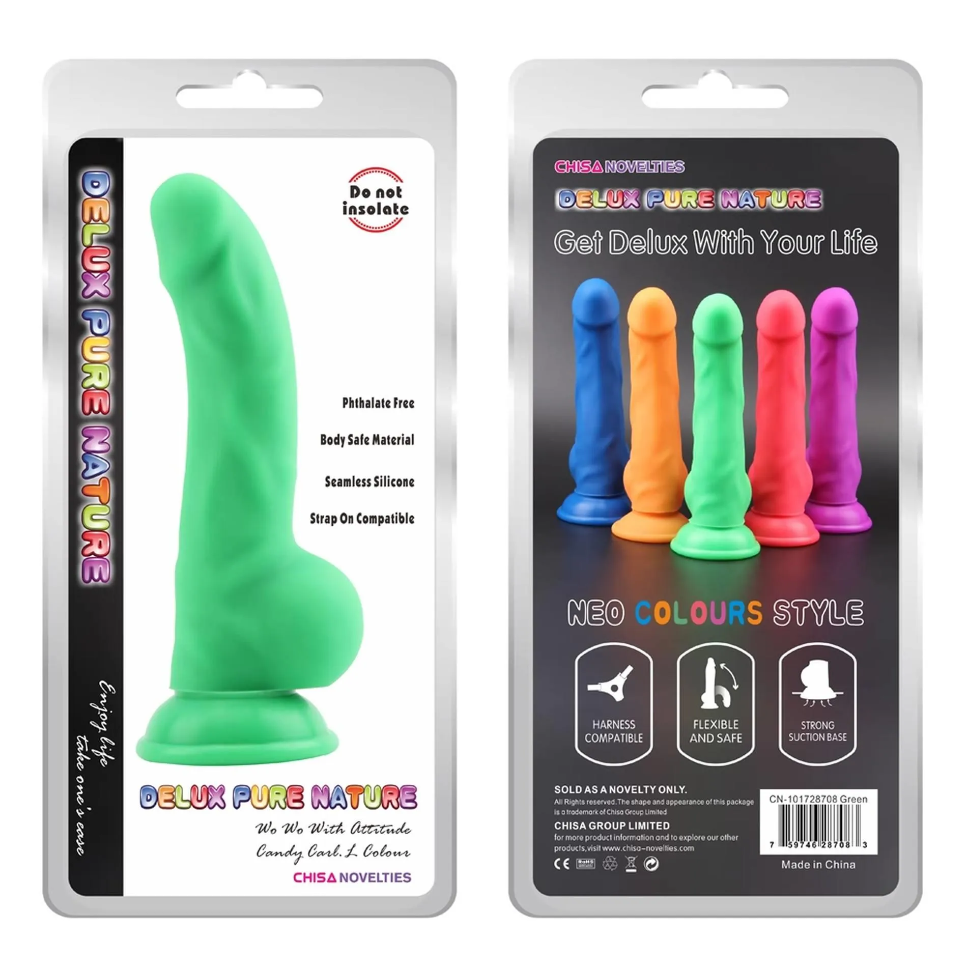 Deluxe Pure Nature Carl.L - Dildo, Zielony, 21.7 cm