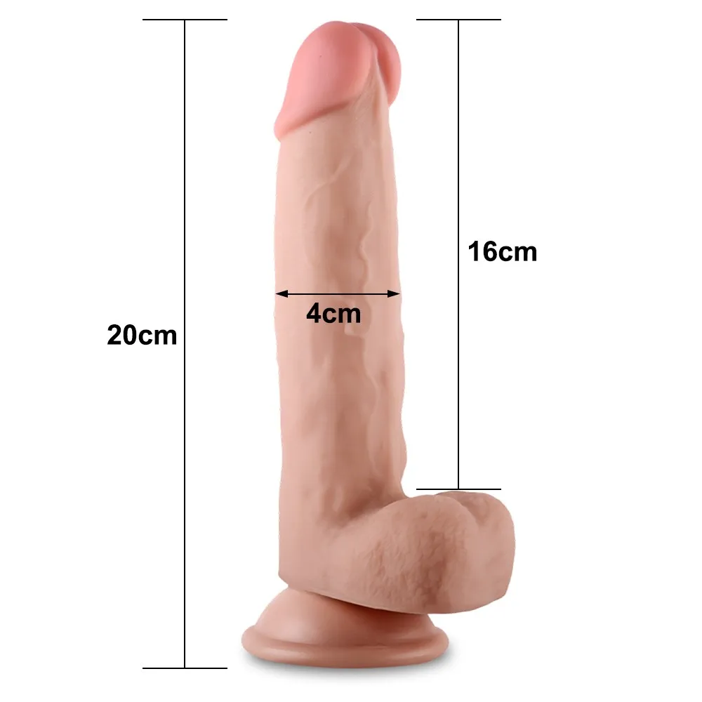 Фаллоимитатор LoveToy Sliding-Skin Dual Layer Dong, 20 см (телесный)