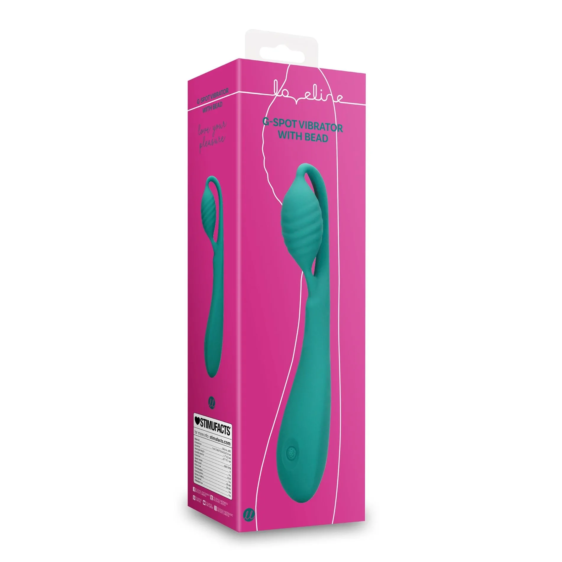 Loveline G-Spot With Bead - Wibrator, Zielony, 21.6 cm