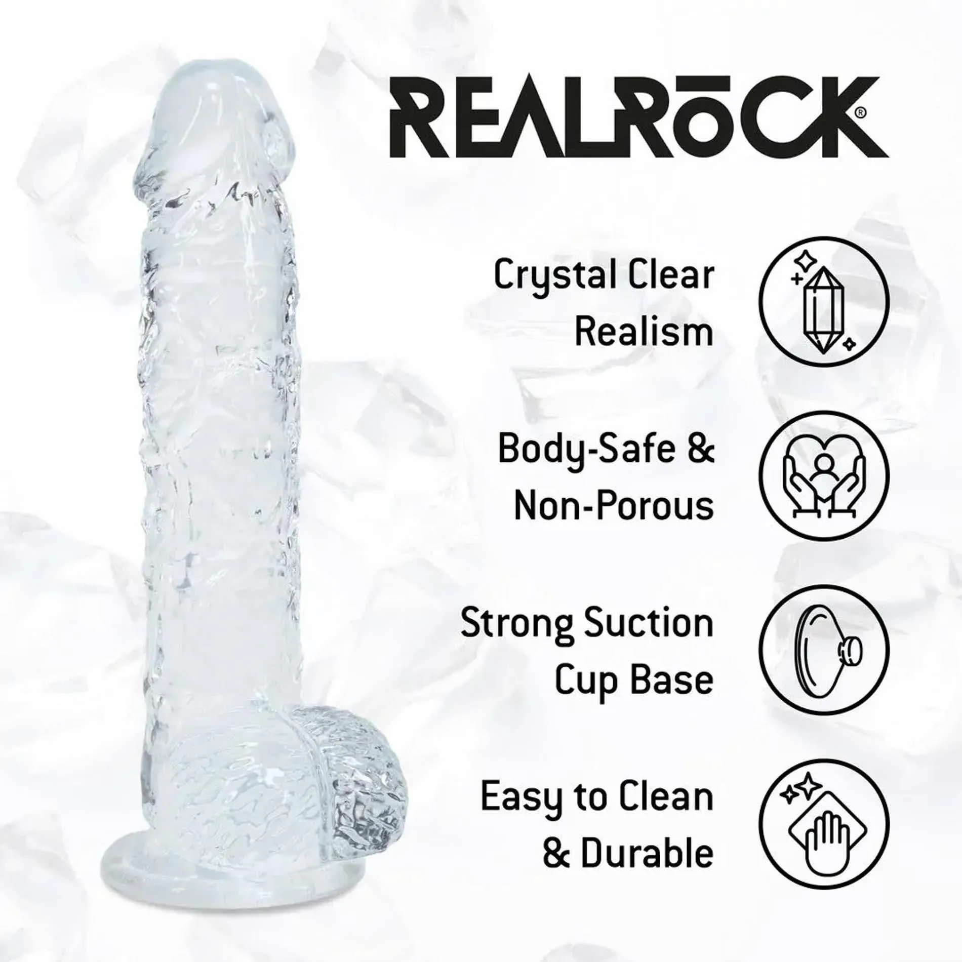 RealRock Realistic - Dildo, Przezroczysty, 12.7 cm