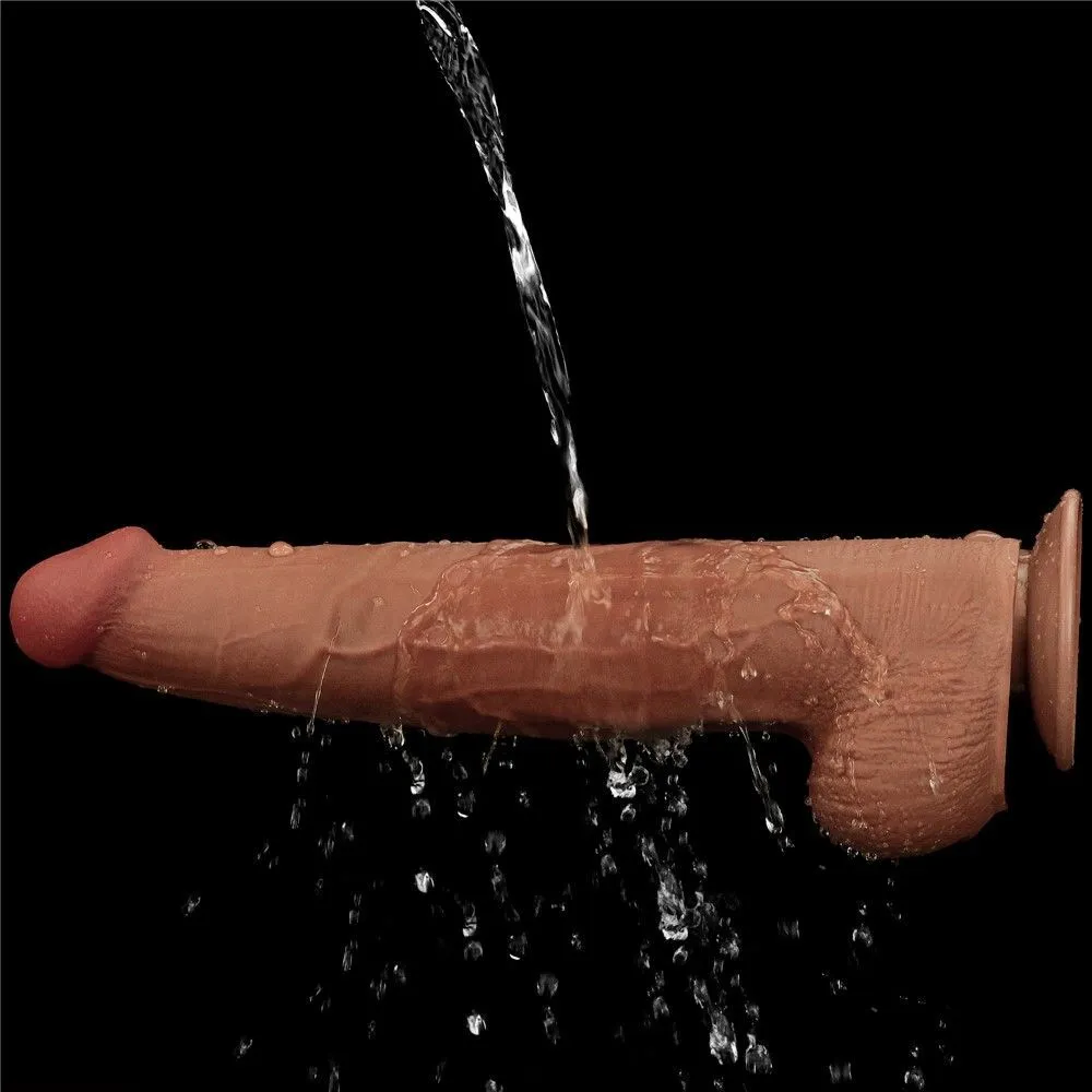 Фалоімітатор LoveToy Sliding-Skin Dual Layer Dong King Sized, 34 см (коричневий)