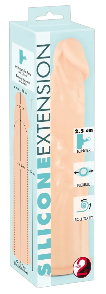 You2Toys Silicone Extension - Nakładka na penisa, W kolorze cielistym, 19 cm